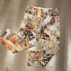 Calvin Klein Yellow and Black Marble-Print Kids Leggings